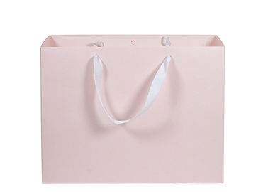 comprar Eco - color rosado de papel amistoso de los bolsos de compras con la manija de la cuerda del algodón de la tela cruzada Fabricación en línea