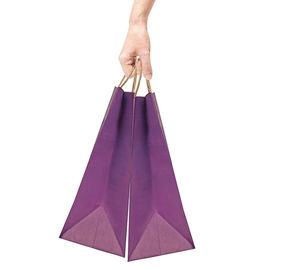 12 * 16 * 6 pulgadas de bolsas de papel de encargo de Kraft, bolsas de papel púrpuras con las manijas proveedor