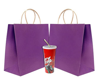 12 * 16 * 6 pulgadas de bolsas de papel de encargo de Kraft, bolsas de papel púrpuras con las manijas proveedor