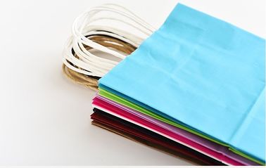 El color azul imprimió el logotipo de Customzied de las bolsas de papel de Kraft con la manija de papel torcida proveedor