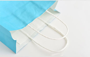 El color azul imprimió el logotipo de Customzied de las bolsas de papel de Kraft con la manija de papel torcida proveedor