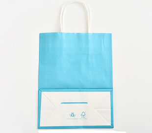 El color azul imprimió el logotipo de Customzied de las bolsas de papel de Kraft con la manija de papel torcida proveedor
