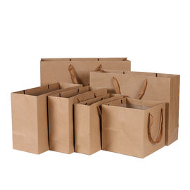 comprar Los bolsos planos del regalo de Brown del llano de la manija modificaron el artículo biodegradable del logotipo para requisitos particulares Fabricación en línea