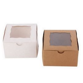 La torta de la panadería se lleva la caja, cajas del acondicionamiento de los alimentos con la ventana de visión clara proveedor