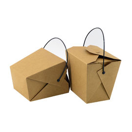 Material anti del papel del G/M Kraft de la caja 350 de la comida de la salida con la manija negra proveedor