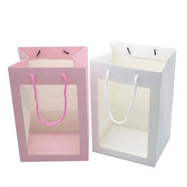 Bolsos de empaquetado del regalo de lujo del lazo, bolsa de papel de la cartulina con la ventana transparente proveedor