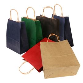 comprar Bolsas de papel personalizadas de Brown de la parte inferior plana con la manija torcida papel del cordón Fabricación en línea