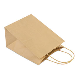 Bolsas de papel personalizadas de Brown de la parte inferior plana con la manija torcida papel del cordón proveedor
