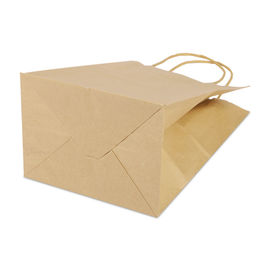Bolsas de papel personalizadas de Brown de la parte inferior plana con la manija torcida papel del cordón proveedor