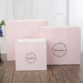 Azul claro/rosa personalizó el material blanco de papel del papel de los bolsos 150gsm Kraft del regalo proveedor