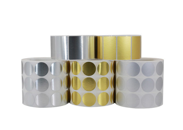 Oro de encargo a prueba de calor de las etiquetas adhesivas/material de la hoja de plata cualquier forma disponible proveedor