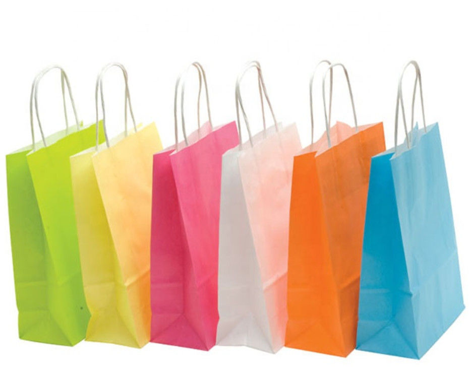 Bolsas de papel coloreadas reciclables de Kraft, bolsas de papel de encargo de Brown para los grandes almacenes proveedor