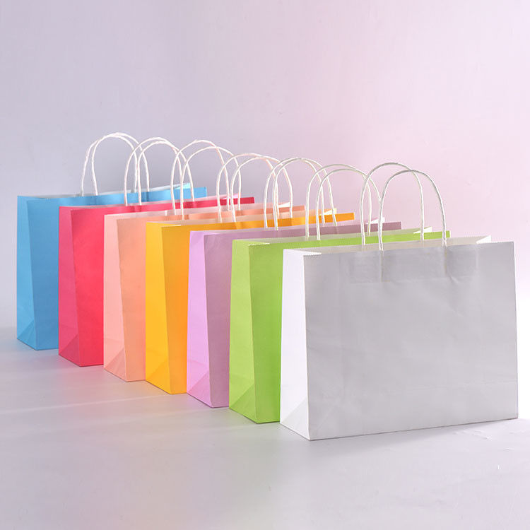 Las bolsas de papel coloreadas tamaño modificadas para requisitos particulares de Kraft, regalo del papel de Brown empaquetan Eco - amistoso proveedor