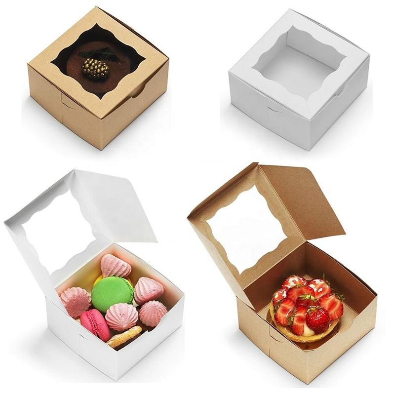La torta de la panadería se lleva la caja, cajas del acondicionamiento de los alimentos con la ventana de visión clara proveedor