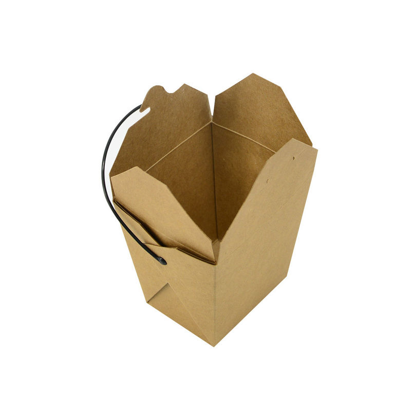 Material anti del papel del G/M Kraft de la caja 350 de la comida de la salida con la manija negra proveedor