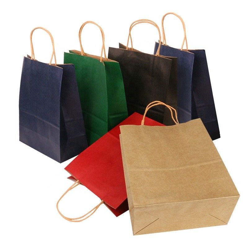 Bolsas de papel personalizadas de Brown de la parte inferior plana con la manija torcida papel del cordón proveedor