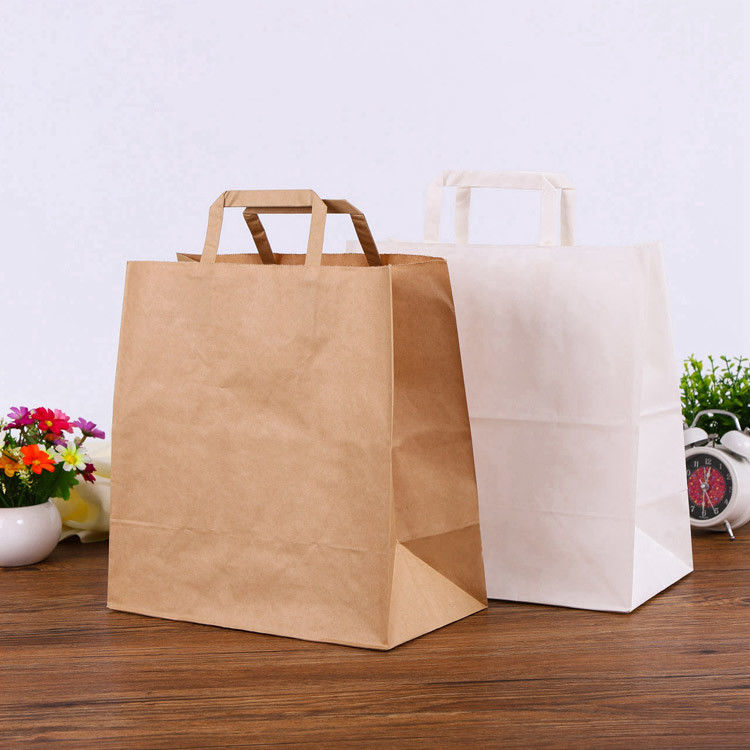 Cuerda plana respetuosa del medio ambiente impresa aduana de la mano de las bolsas de papel de Kraft proveedor