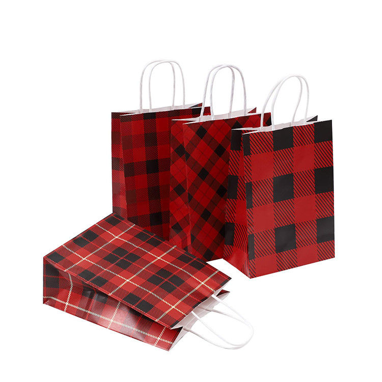Las bolsas impresas aduana del modelo de rejilla, regalo del papel de Brown empaquetan la talla 16 X 8 x 22 cm proveedor